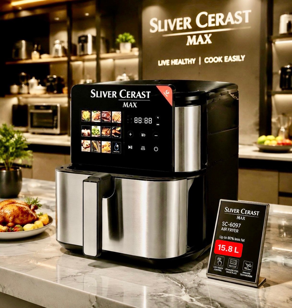 سرخکن وایرفرایر بدون روغن دوالمنت سیلورکرست ۱۵.۵ لیتر مدلSCP1555LED